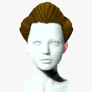 Female Bun Hair Style Low-poly 3D
