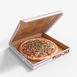 Pizza With Box Low-poly