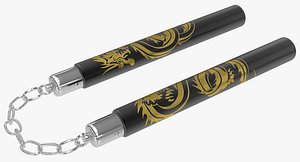 3d nunchucks dragon model