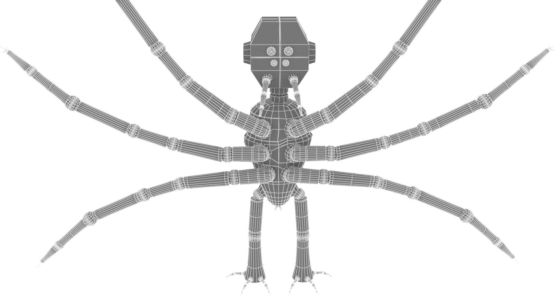 3D robot spider bot https://p.turbosquid.com/ts-thumb/T3/SyA1GX/wvhBLq4e/wireframe_02/jpg/1501335896/1920x1080/fit_q87/1ad98be8566845ed7eb18d6dbb0d1c5ba66d40a0/wireframe_02.jpg
