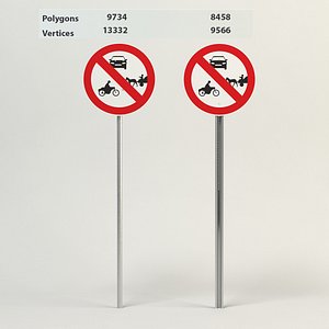 Motor Vehicles, Horse-Drawn Vehicles and Motorcycles Prohibited Road Sign