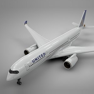 3D airbus a350-900 united airlines