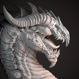 Screaming dragon head 100 150 and 200 mm in height 3D