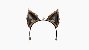 3D Furry Ears Tiara A05 Brown - Headband Character Design model
