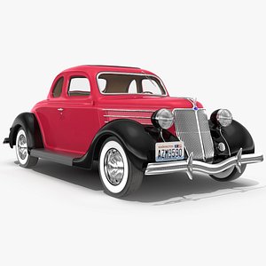 3D 1936 Ford V8 Coupe Red