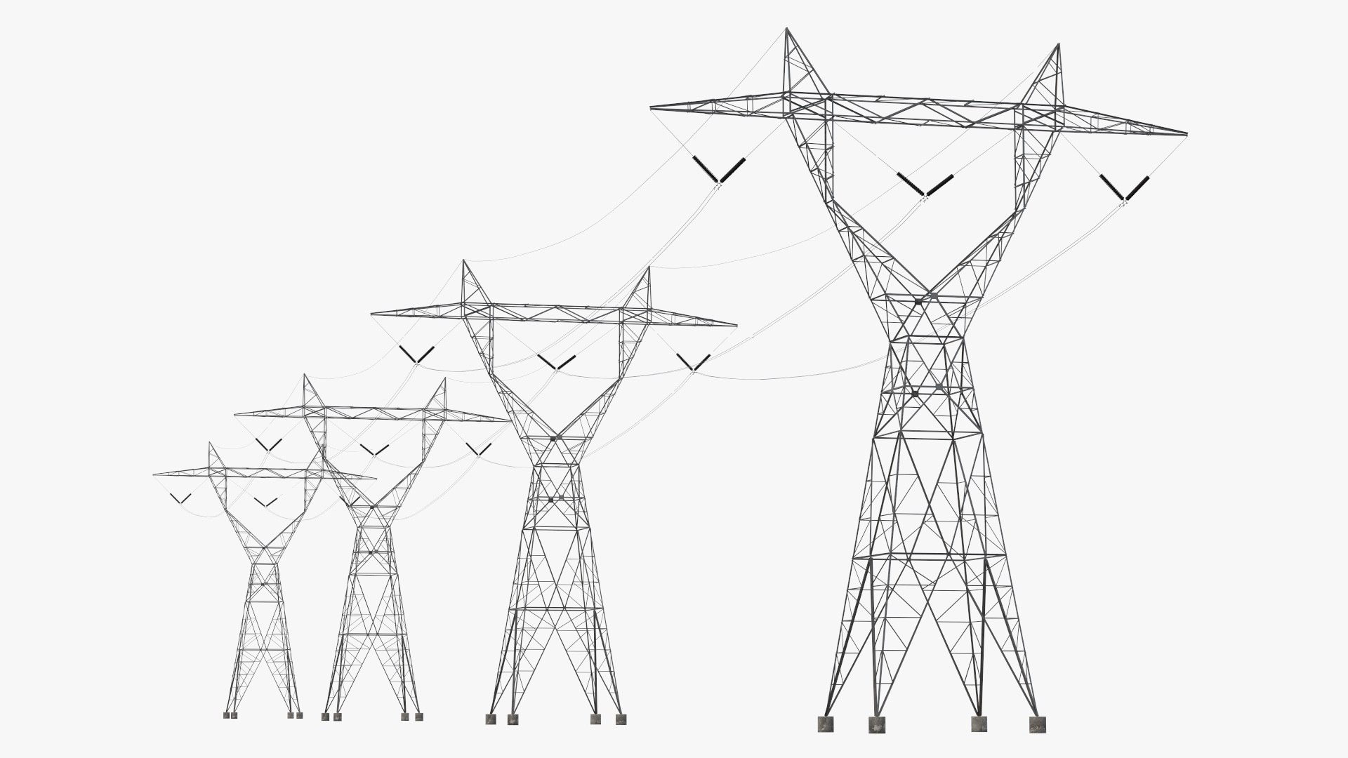 500kV LST Transmission Line Supports 3D model preview