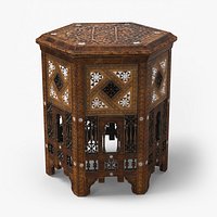 Arabic Tabouret with Mother of Pearl