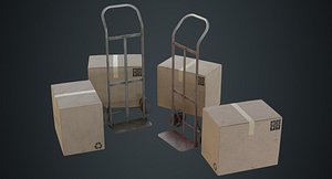 Hand Truck And Boxes 3B