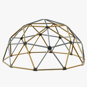3D Geodesic Dome V2 Gold And Metal