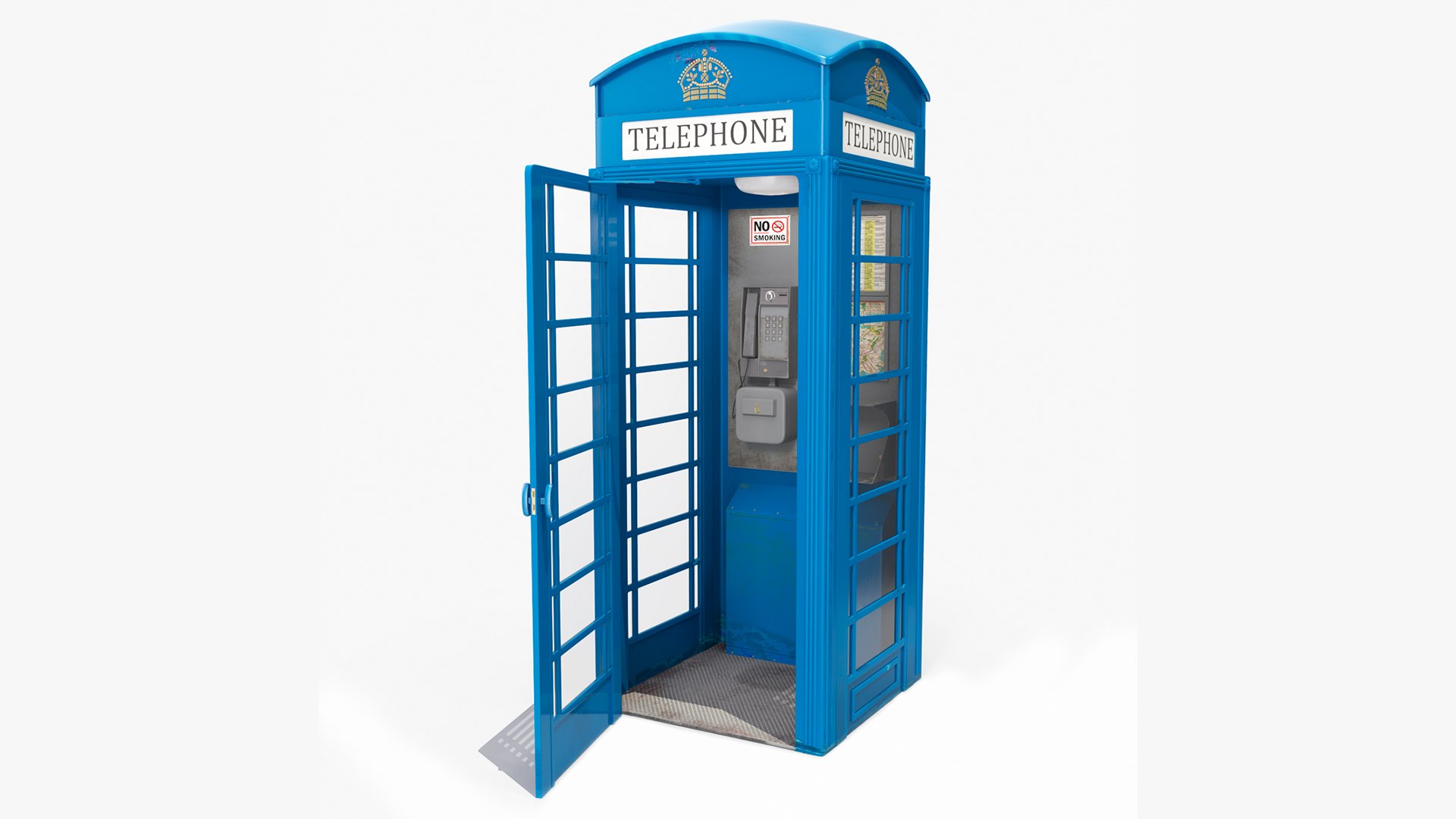London Phone Booth Blue 3D model preview