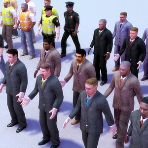 male crowd 3d max