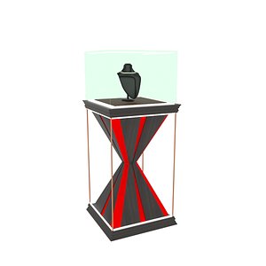 Luxury Hourglass Jewelry Showcase - Crimson Sunbeam 3D model