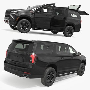 2025 Chevrolet Suburban Black Rigged for Cinema 4D 3D model