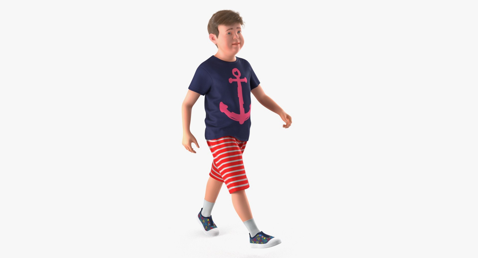 Teenage Boy Walking Pose with Fur 3D Model 3D model preview