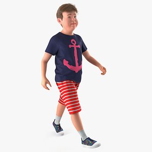3D model teenage boy walking pose