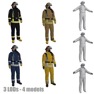 Fireman LOD's Pack Rigged