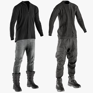 3D model realistic clothing pants boots