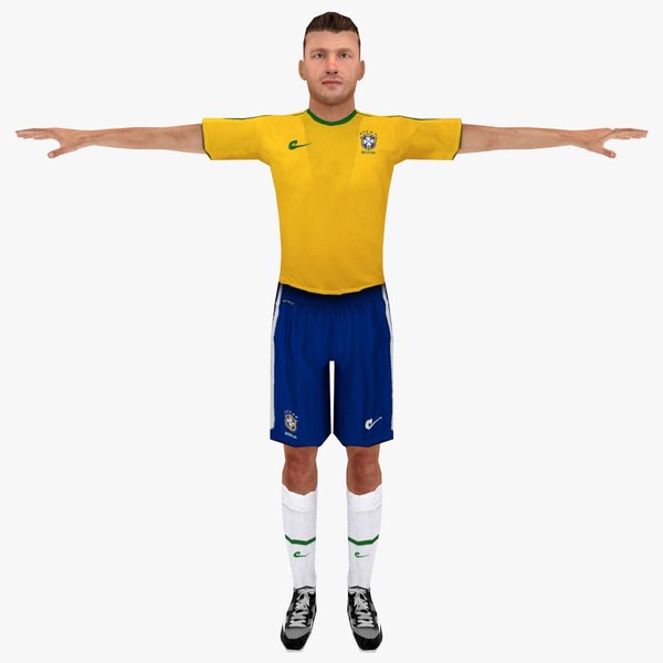 3d model brazil soccer player rigged