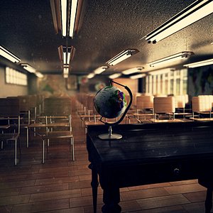 classroom scene 3d max