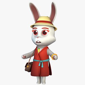 Mrs Rabbit Cartoon Character PBR model