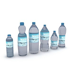 3D assortment of water bottles