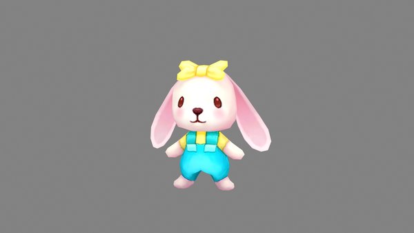 3D cartoon rabbit mascot Low-poly 3D model