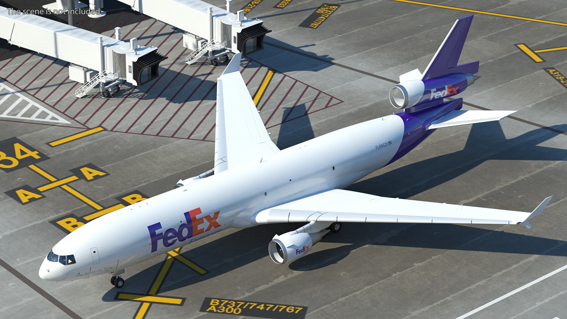 McDonnell Douglas MD11 Tri Jet Airliner FedEx Rigged 3D model preview