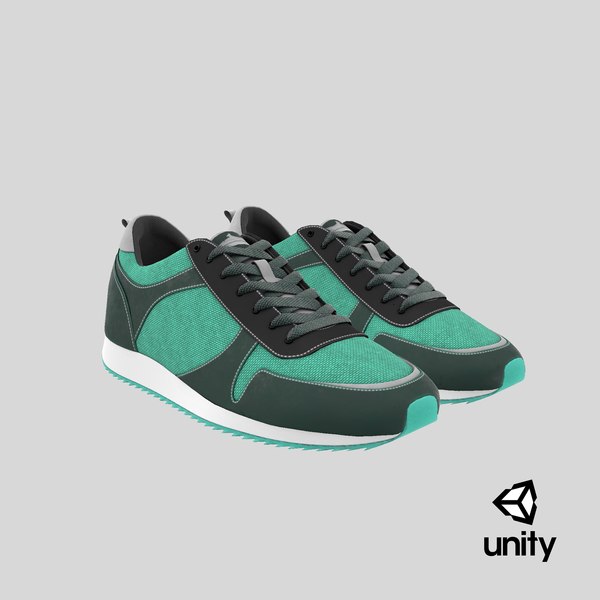 3d green running shoes model