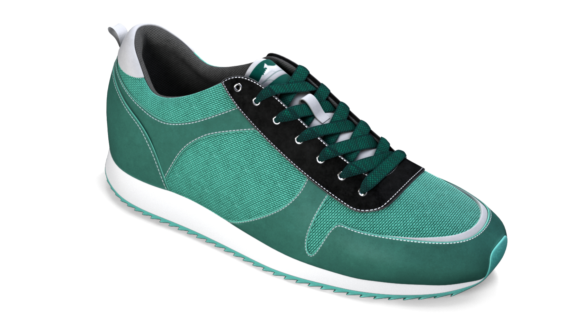 3d green running shoes model