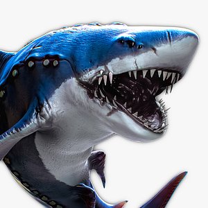 3D model Megalodon Shark Model GameReady Ocean Predator Low poly fish - 7 Low-poly 3D model