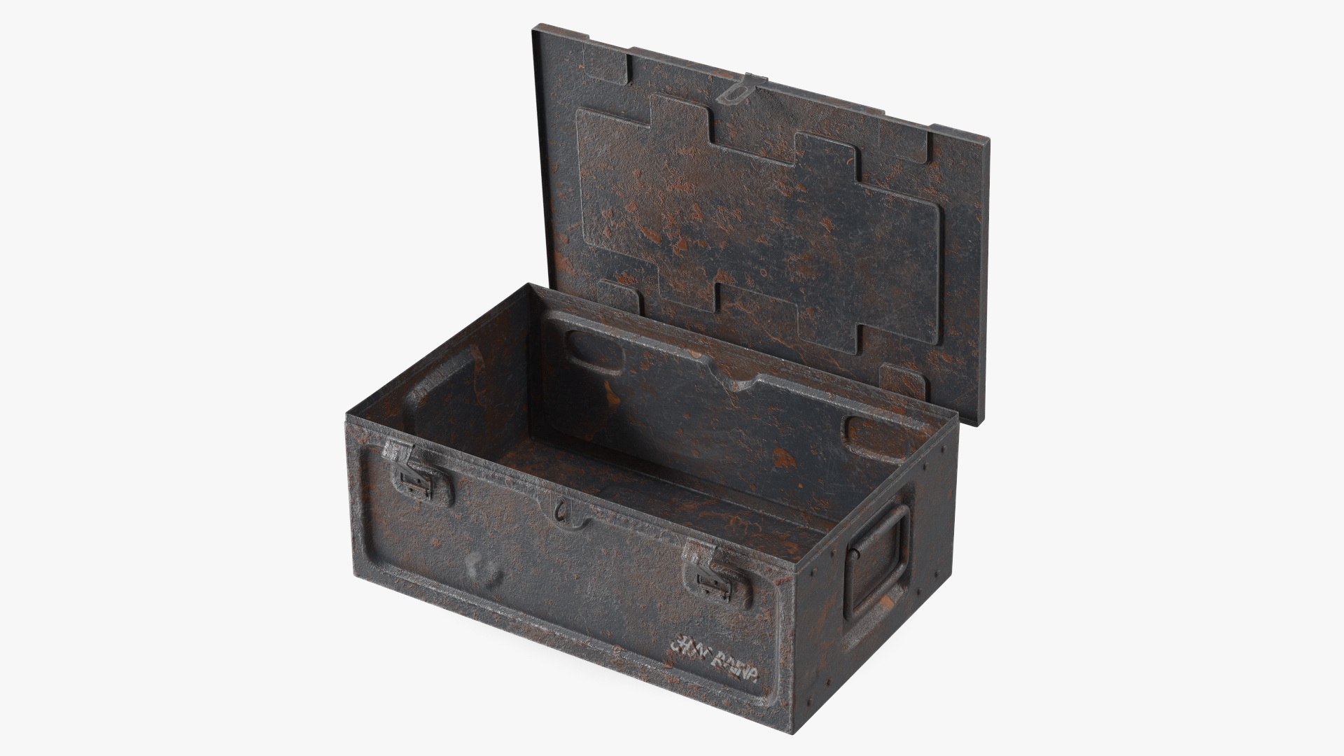 Ammunition Old Metal Box Open 3D model preview