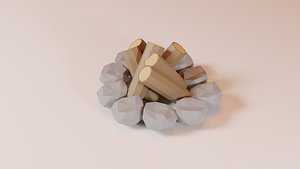 Low Poly Camp Fire model