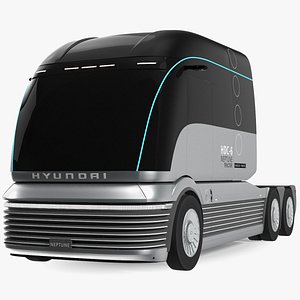 3D Heavy Duty Hydrogen Semi Truck Hyundai HDC-6 Neptune Rigged for Maya