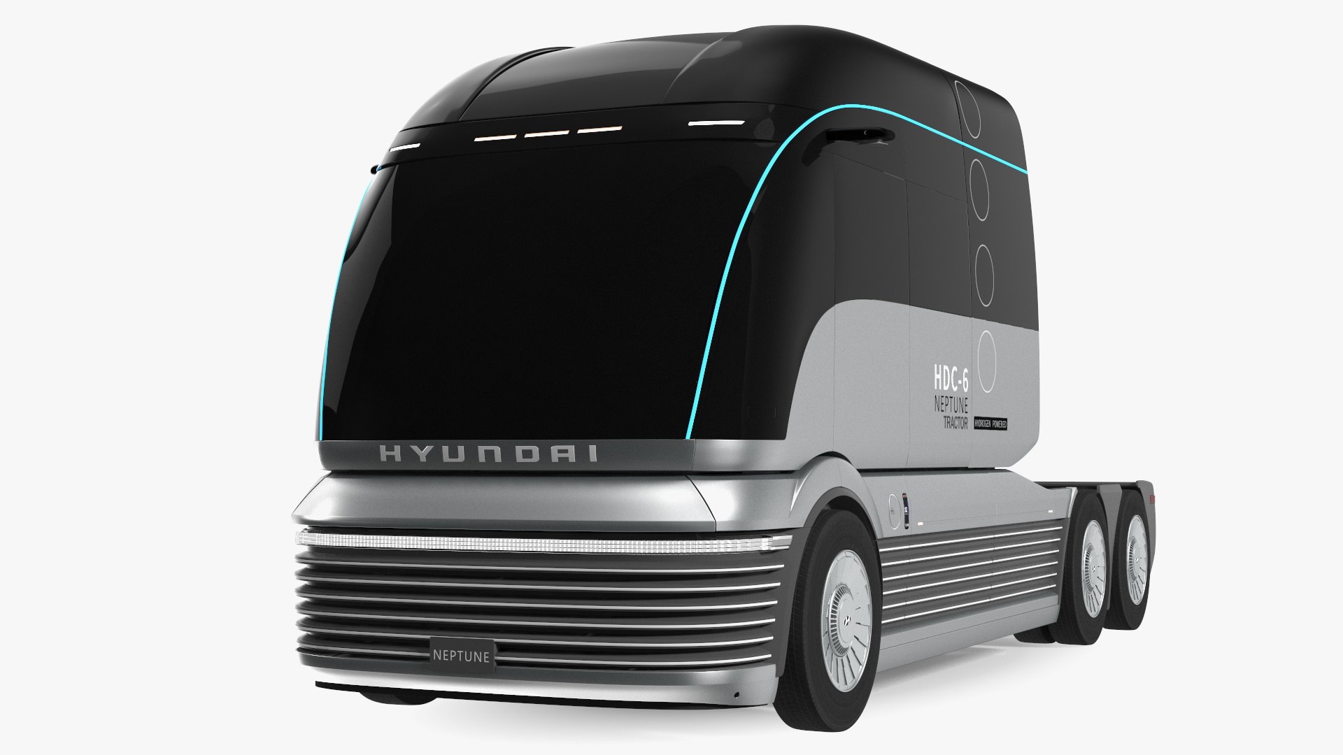 Heavy Duty Hydrogen Semi Truck Hyundai HDC-6 Neptune Rigged for Maya 3D model preview