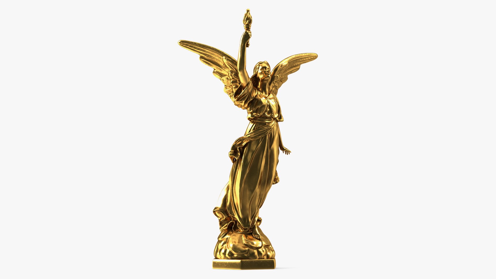 Fantasy Gold Angel Statue 3D model preview