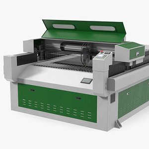 Green Large Format CNC Laser Cutter with Aluminum Sheet Rigged
