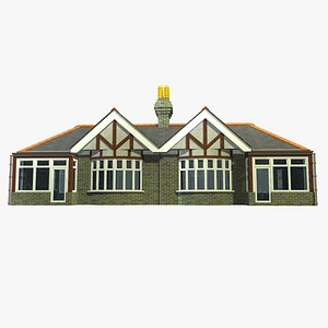 3d model semi detached british bungalow