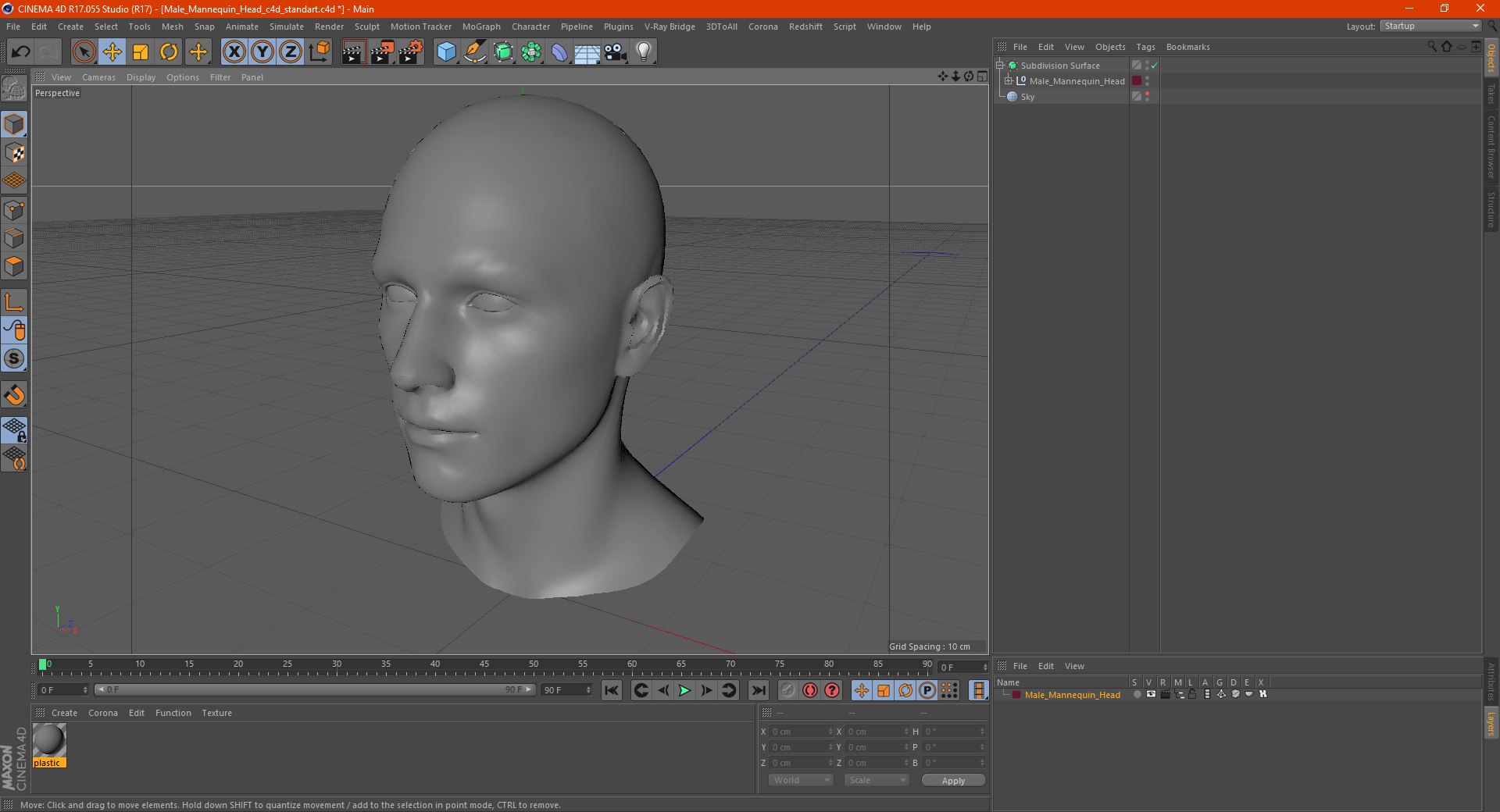 3d Model Male Mannequin Head Man Turbosquid 1629197