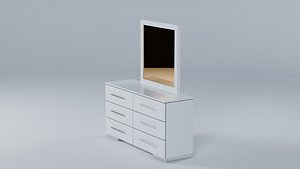 Modern Wood Dresser with Mirror Low Poly PBR 4K Textures
