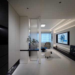 3D Modern living room dining room