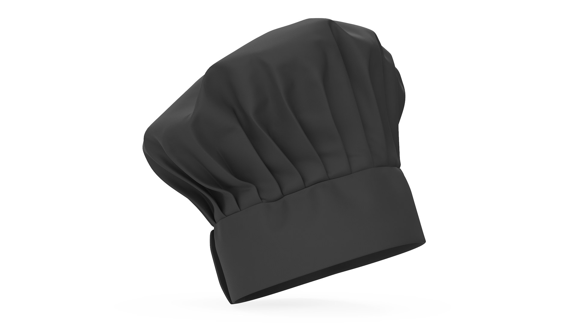 Puffy Chef Hat in Black Color 3D model preview