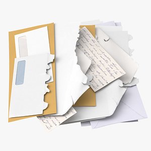 opened unopened mail pile 3D model