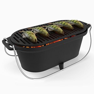 Portable Charcoal Fish Grill Black model