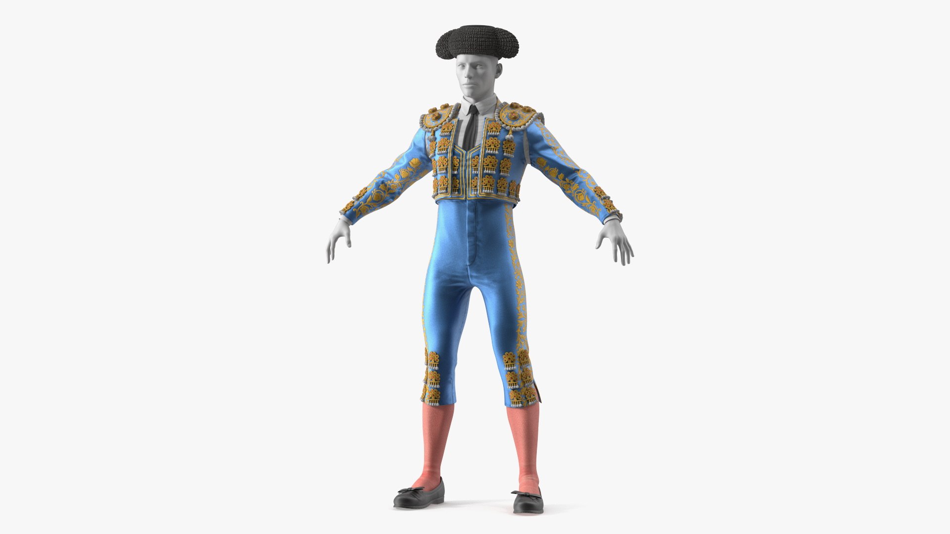 Spanish Matador Suit with Embroidery Blue 3D model preview