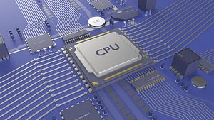 PC Motherboard Cpu Gpu 3D Scene