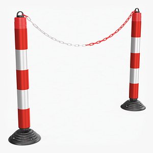 Red and White Plastic Chain Posts