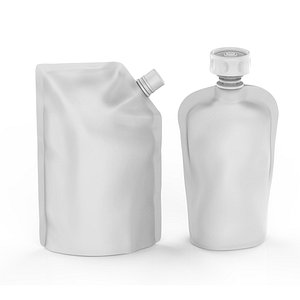 3D model Blank Pouch Bag With Corner and Top Spout Lid Mock Up