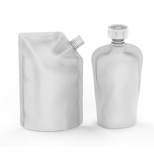 Blank Pouch Bag With Corner and Top Spout Lid Mock Up