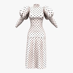3D Puffy Shoulders Backless Polka Dots Dress model