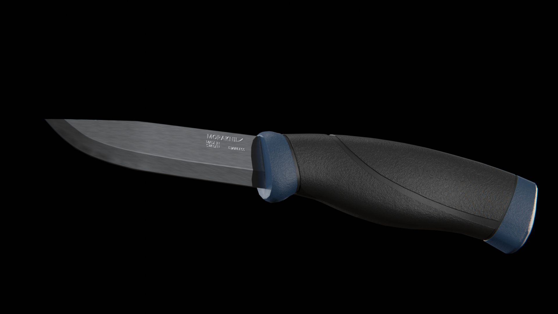 knife stainless steel blue rubber handle3d模型